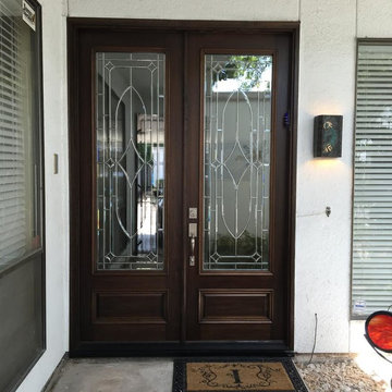 Wood Doors with Decorative Glass