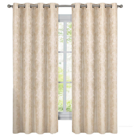 Bali 2PC Blackout Abstract Grommet Curtains, Beige, 108"x96"