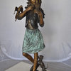 Standing girl with parrots Bronze Statue -  Size: 15"L x 16"W x 41"H.