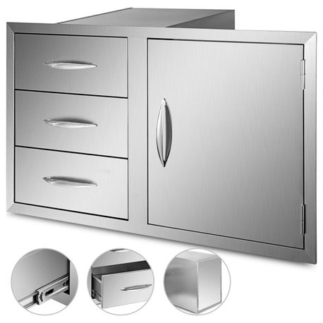 Outdoor Kitchen Door Drawer Combo Triple Drawers with Propane Drawer