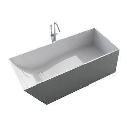 ADM Bathroom Design - ADM Shelved Rectangular Freestanding Bathtub, Matte White, 62.9" - Bathtubs