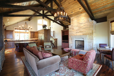 Example of a mountain style living room design in Denver