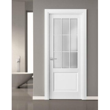 Solid French Door Glass | Felicia 3309 Matte White | Traditional Panel Wood Door