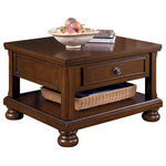 Decor Love - Traditional Coffee Table, Turned Bun Feet With Drawer & Lift Up Top, Dark Brown - - BROWN COFFEE TABLE: Rise to any occasion in style with this warm, homey cocktail table. It has modern conveniences and beloved classic design elements, resulting in a look that exudes relaxed elegance