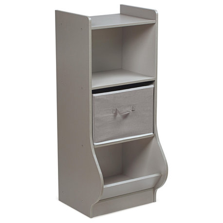 Badger Basket Upright Storage Nook With Reversible Basket, Woodgrain Gray