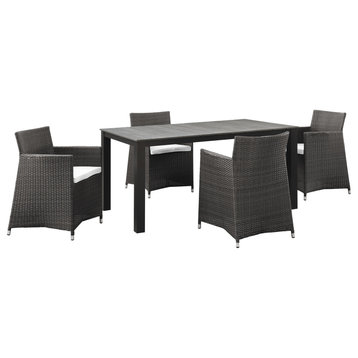 Modway Junction 5-Piece outdoor Patio Dining Set, Brown White