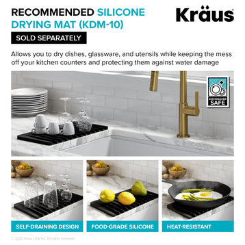 Kraus KFR4-33 Turino 33" Farmhouse Single Basin Fireclay Kitchen - Gloss White