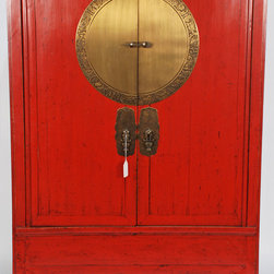 Chinese Antique Wedding Cabinet with Brass Zodiac Medallion - Products