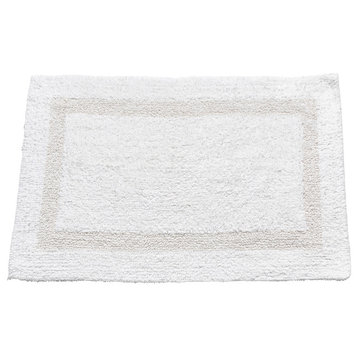Large-Sized, Reversible Cotton Bath Mat in White