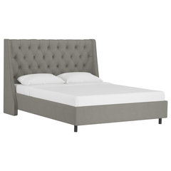 Williams Button Wingback Bed Linen Gray Transitional Platform