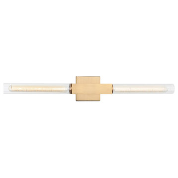 Odelle 2 Light Wall Sconce, Aged Gold Brass