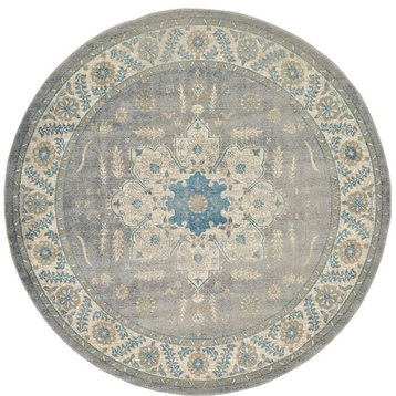 Traditional Linz 7'3" Round Ash Area Rug