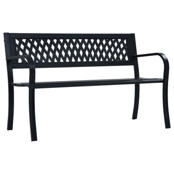 vidaXL Garden Bench 49.2" Black Steel