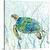 "Sea Turtle Swim II" Canvas Art, 16"x16"x1.25"