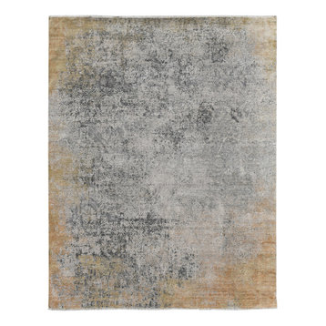 Persephoeba Norrco Gray/Gold Hand-Knotted Wool/Silk Area Rug, 2'x3'