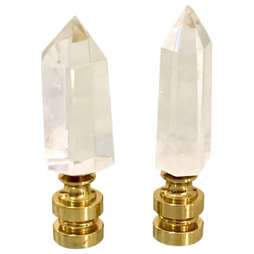 Clear Quartz Crystal Point Lamp Finial Pair