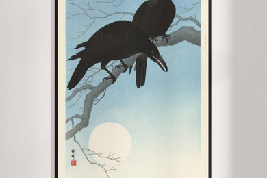 Ohara Koson Plakater - To krager på en gren