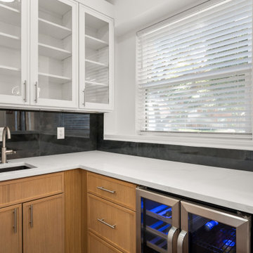 Built-In Beverage Station with Dual-Zone Cooler and Glass Cabinets