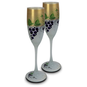 Grapes 'n Vines Champagne Glasses, Set of 2