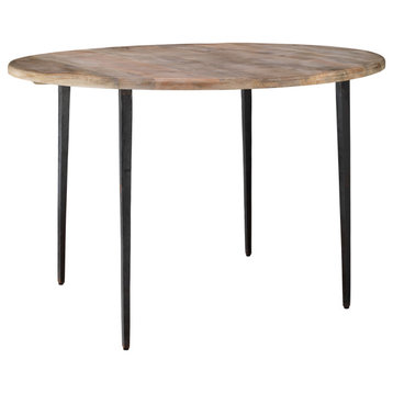 Rustic Minimalist Wood Iron 45" Dining Table Kitchen Round Natural Classic