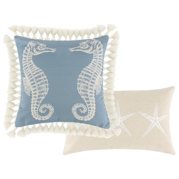 Benzara BM293141 2-Piece Set Decorative Throw Pillows, Seahorse, Tassels