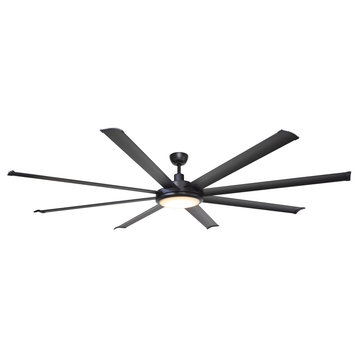 75 in Modern 8 Blades LED Ceiling Fan with Remote Control and Light Kit, Black