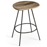 Adrian Industrial Steel and Natural Wood Counter Stool
