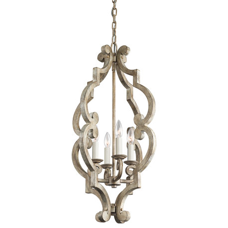 Kichler Hayman Bay 4-Light Distressed Antique White Up Chandelier