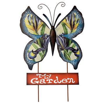 25" Metal  Butterfly Garden Stake, With My Garden Sign