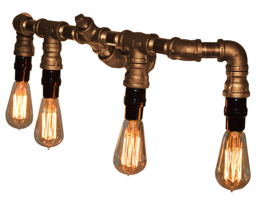 Industrial Lighting, Vanity Sconce- Plumbing pipe light with ... - Vanity Light - Wall Sconce with Edison bulbs - Wall Sconces