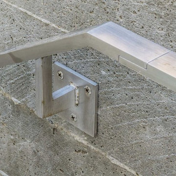 Exterior Stainless Steel Handrail On Board Formed Concrete
