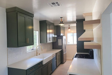 Modern Rustic Kitchen with Forest Green Cabinets