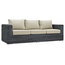 Canvas Antique Beige Summon 9 Piece Outdoor Patio Sunbrella Sectional Set