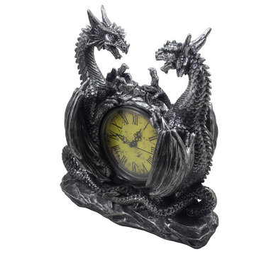 Mythical Dragons Desktop Clock, Antique Look