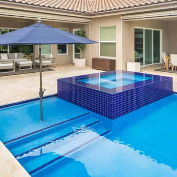 Swimming Pool with Wet Edge Raised Spa in West Palm Beach, Florida