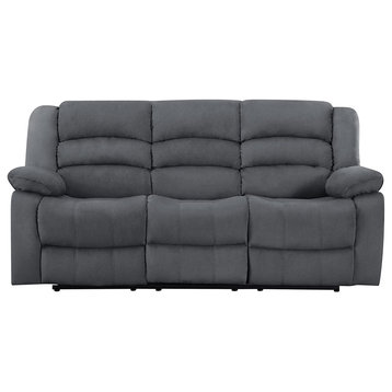 Modern Recliner Sofa, Comfortable Cushioned Microfiber Seat & Padded Arms, Grey