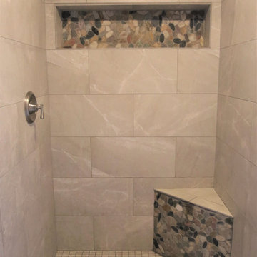 Shower Surround Master Bathroom Remodel with Pebbles