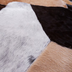 Modern Cowhide Patchwork Area Rug, Handmade, Hair-on-Hide, 5'10"x3'7" - Area Rugs