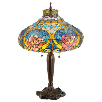 26" H Dragonfly Rose Table Lamp