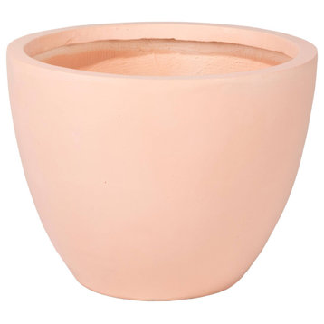 Dahlia Round Planter Pot, Fiberstone and MgO Clay, Terracotta, 10.8" H