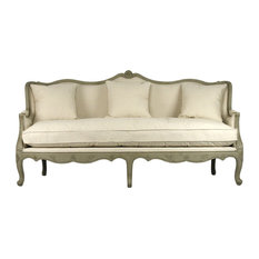 French Sofas Houzz Zentique Adele French Country Distressed Sage Green And White Sofa Sofas