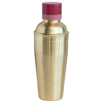 Mid-Century Stainless Steel Cocktail Shaker with 2-Tone Resin Lid, Gold Finish
