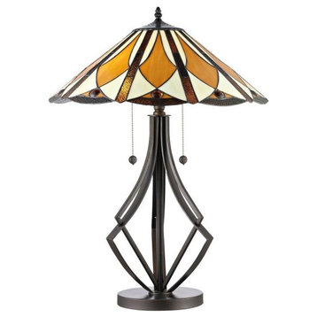 Dale Tiffany TT19191 Diamond Flare, 2 Light Table Lamp, Bronze/Dark Brown