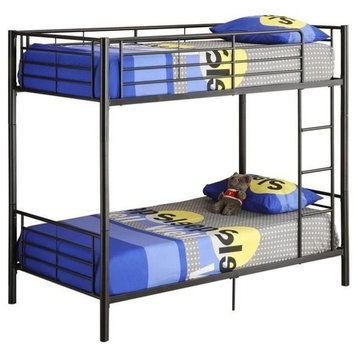 Pemberly Row Twin over Twin Metal Bunk Bed in Black