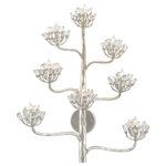 Currey & Company - Agave Americana Silver Wall Sconce - The Agave Americana Silver Wall Sconce is a grand piece inspired by the Century plant of the American desert. Eight lights are surrounded by clusters of faceted crystals fitted to branches of hand-forged metal tubes in a contemporary silver leaf finish. This silver wall sconce is in our Marjorie Skouras Collection. We offer the Agave in a number of different products and finishes.