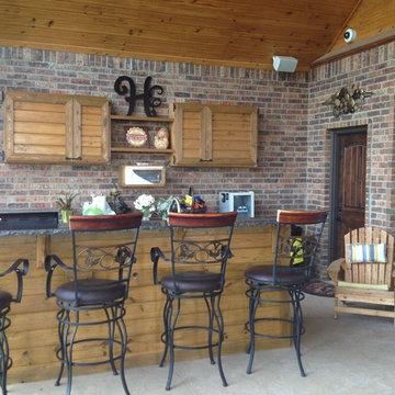 outdoor bar with 2 built in 35" televisions