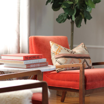 Vintage Red Chairs with Stitched Kilim Pillow