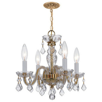 Traditional Crystal 4 Light Clear Crystal Brass Mini Chandelier