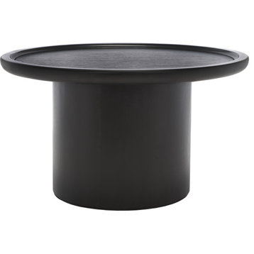 Devin Pedestal Coffee Table, Black, Distressed White
