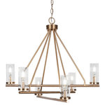 Toltec Lighting - Trinity 6 Light Chandelier Shown, New Age Brass Finish, 2.5" Clear Bubble - Enhance your space with the Trinity 6-Light Chandelier. Installing this chandelier is a breeze - simply connect it to a 120 volt power supply. Set the perfect ambiance with dimmable lighting (dimmer not included). The chandelier is energy-efficient and LED compatible, providing convenience and energy savings. It's versatile and suitable for everyday use, compatible with candelabra base bulbs. Maintenance is a minimal with a damp cloth, as no chemicals are required. The chandelier's streamlined hardwired design adds a touch of elegance to any room. The durable glass shades ensure even light diffusion, creating a captivating atmosphere. Choose from multiple finish and color variations to find the perfect match for your decor.